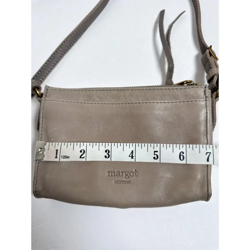 Margot New York Aiden Wallet on a String Taupe Leather Crossbody